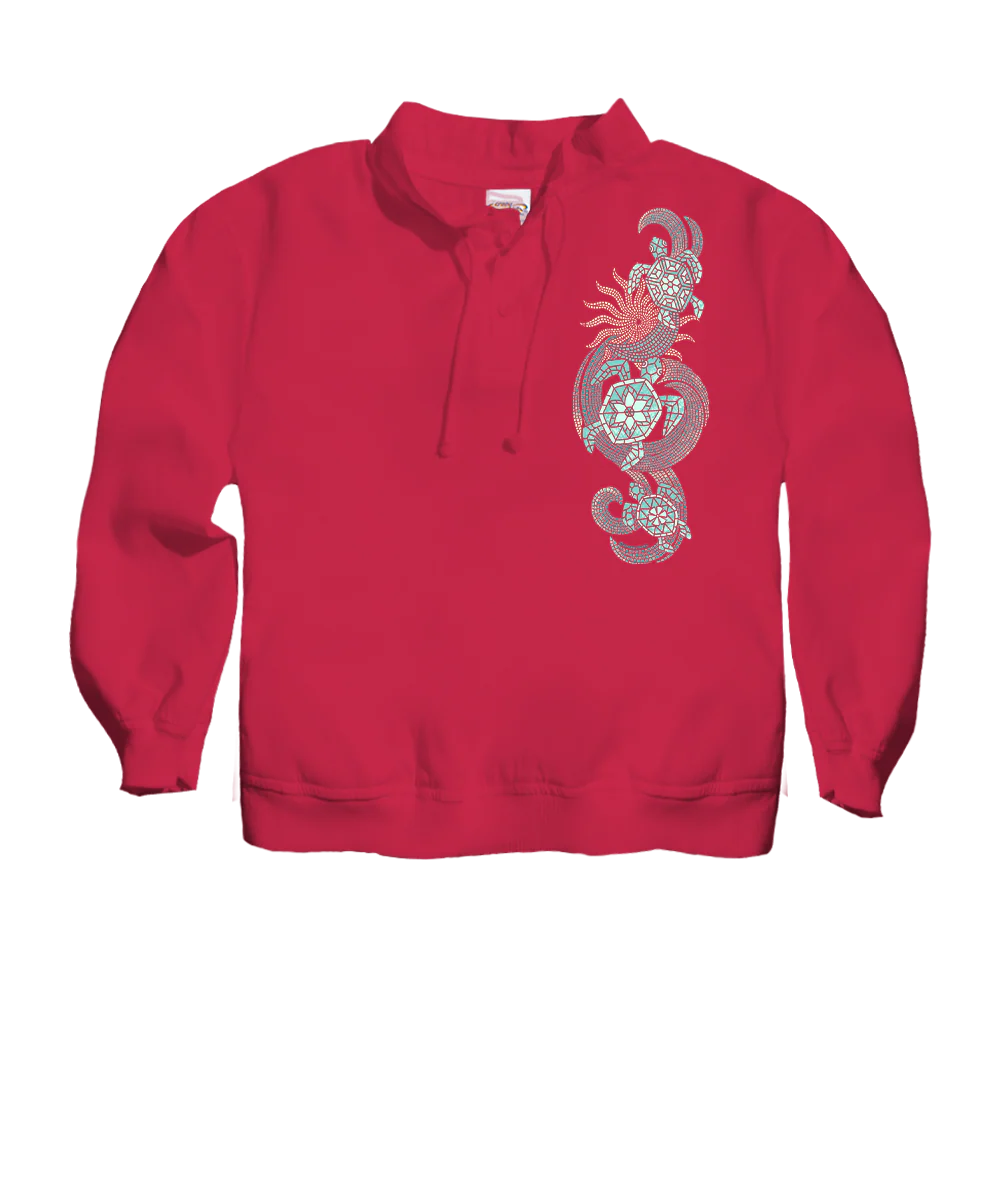 Honu Mosaic - Raspberry Dyed Long Sleeve Lightweight Pullover