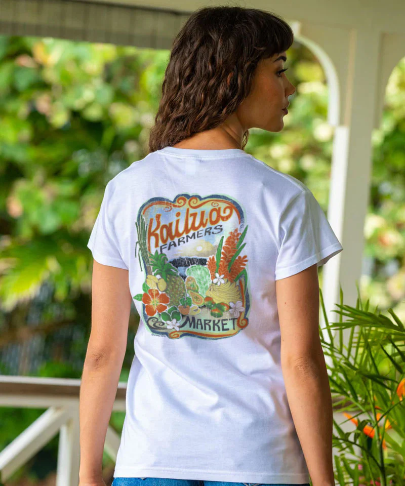 Kailua Farmers Market - White Short Sleeve Crewneck T-Shirt - Image 3