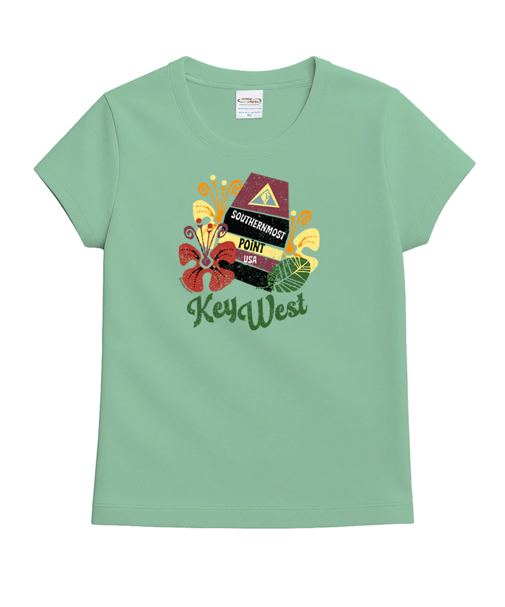 Key West Buoy Hibiscus - Key Lime Dyed Short Sleeve Crewneck T-Shirt