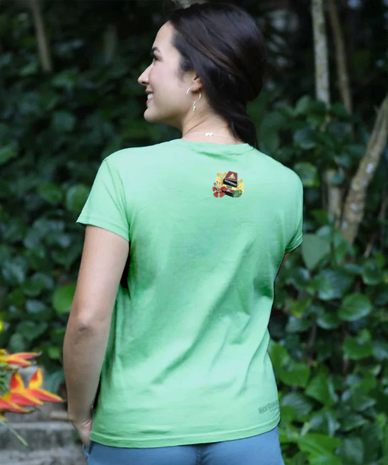 Key West Buoy Hibiscus - Key Lime Dyed Short Sleeve Crewneck T-Shirt - Image 3