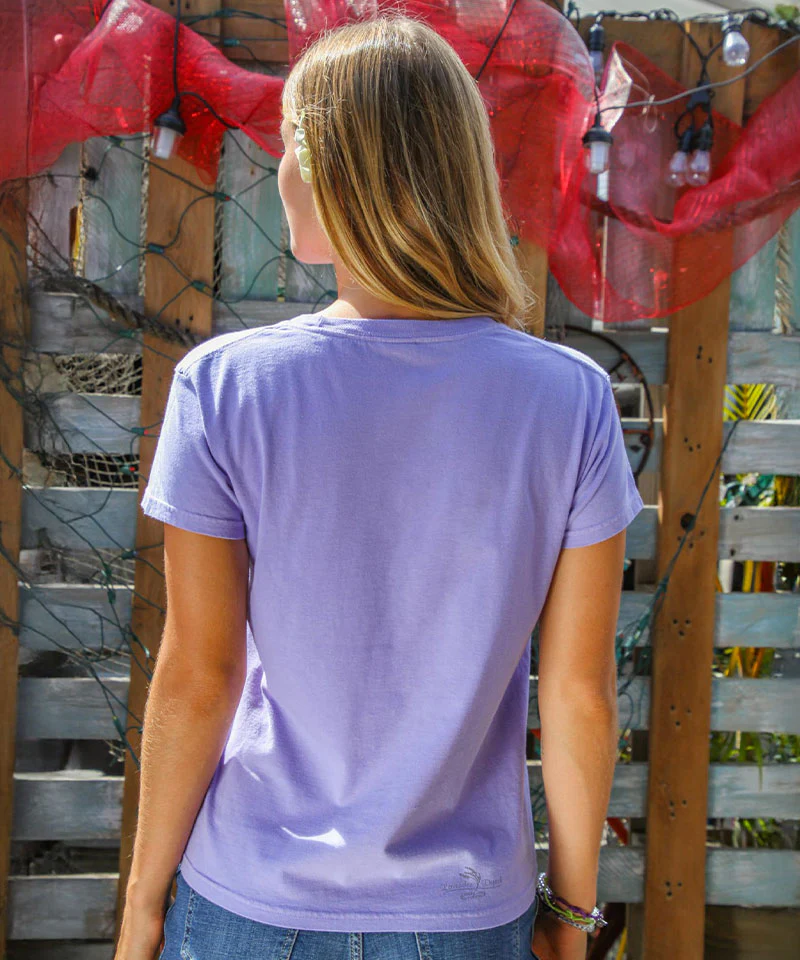 Key West Postcard - Lavender Dyed Short Sleeve Crewneck T-Shirt - Image 3