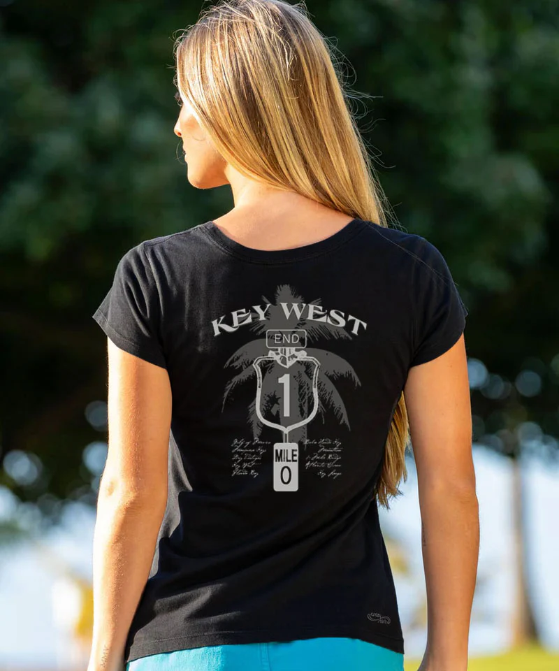 Key West Sign - Jet Black Short Sleeve Pima T-Shirt - Image 2