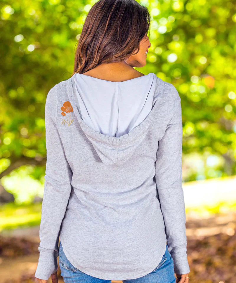 Laguna Beach Retro - White Gray Heather Long Sleeve Harmony Hooded T - Image 3