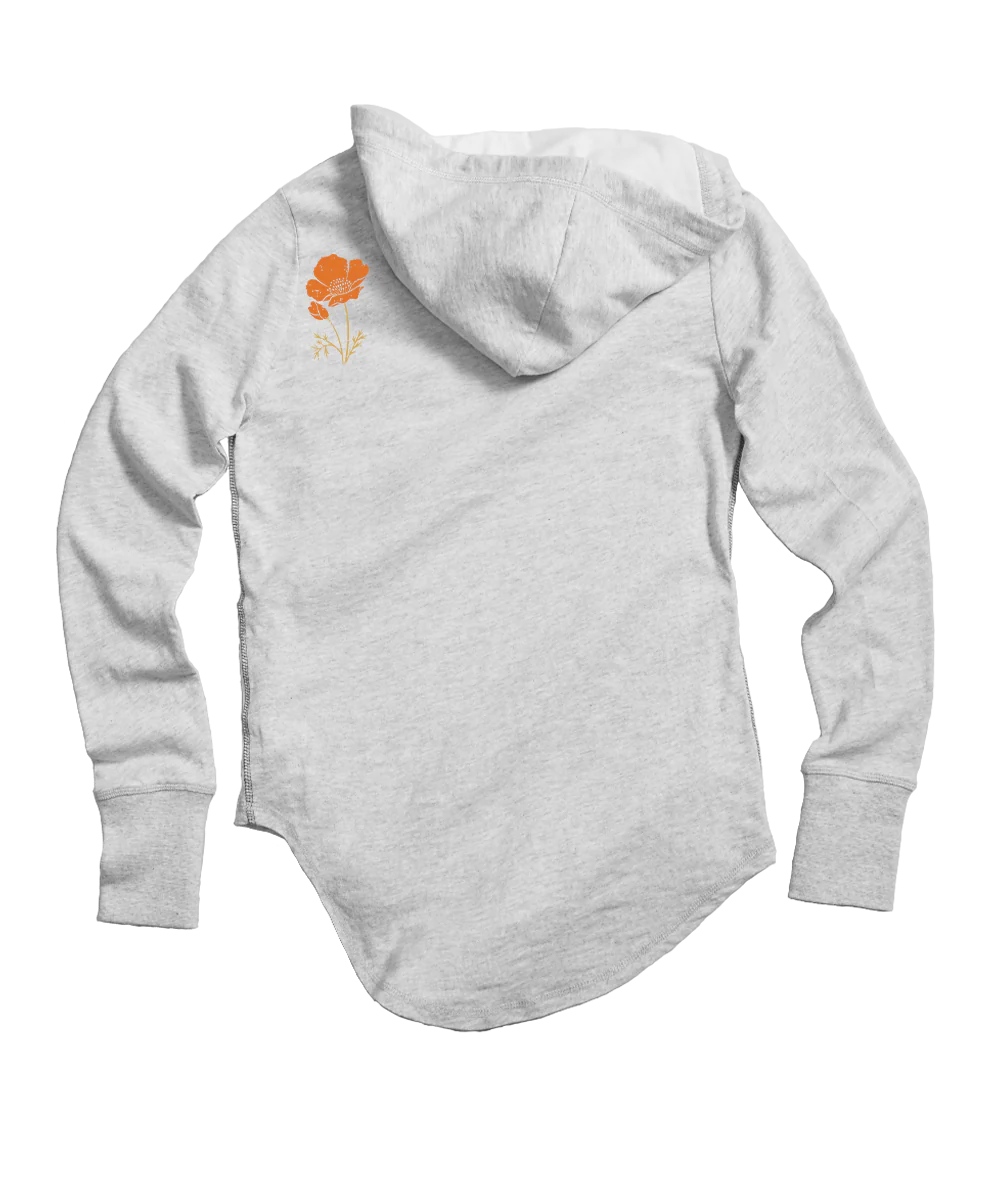 Laguna Beach Retro - White Gray Heather Long Sleeve Harmony Hooded T - Image 4