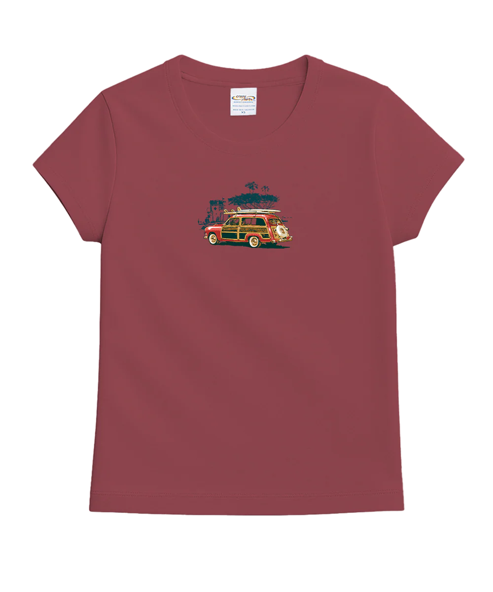 Laguna Beach Woody - Paradise Red Dyed Short Sleeve Crewneck T-Shirt - Image 4