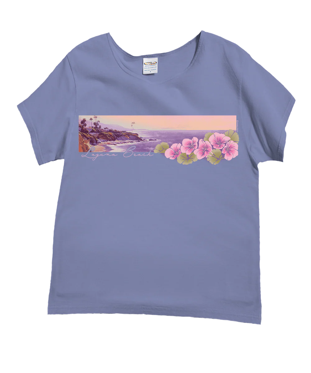 Laguna Geraniums - Lavender Dyed Short Sleeve Scoop Neck T-Shirt