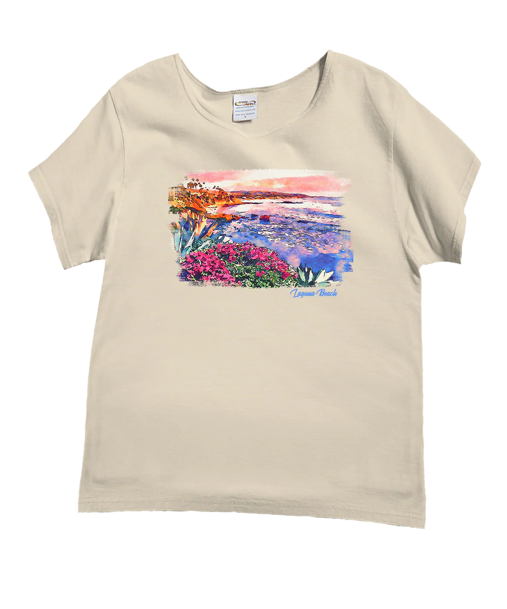 Laguna Watercolor - Coconut Dyed Short Sleeve Scoop Neck T-Shirt