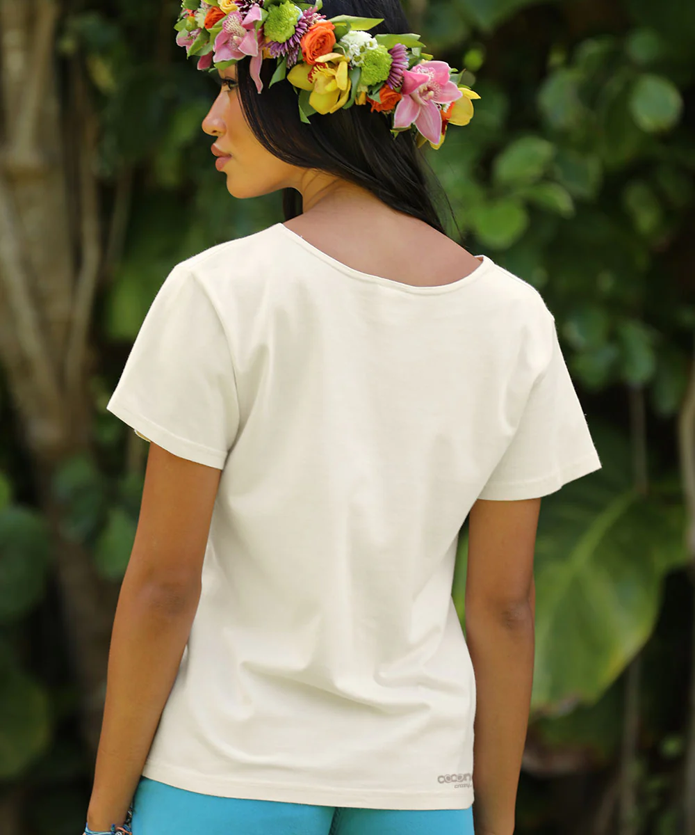 Laguna Watercolor - Coconut Dyed Short Sleeve Scoop Neck T-Shirt - Image 3