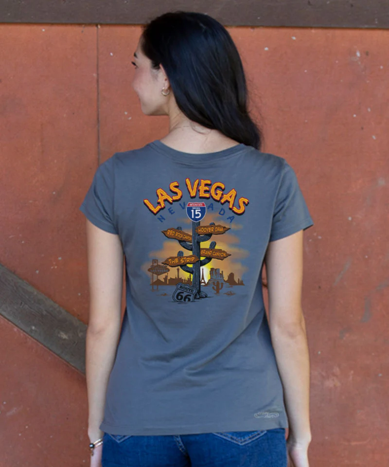 Las Vegas Signs - Graphite Short Sleeve Pima T-Shirt - Image 2