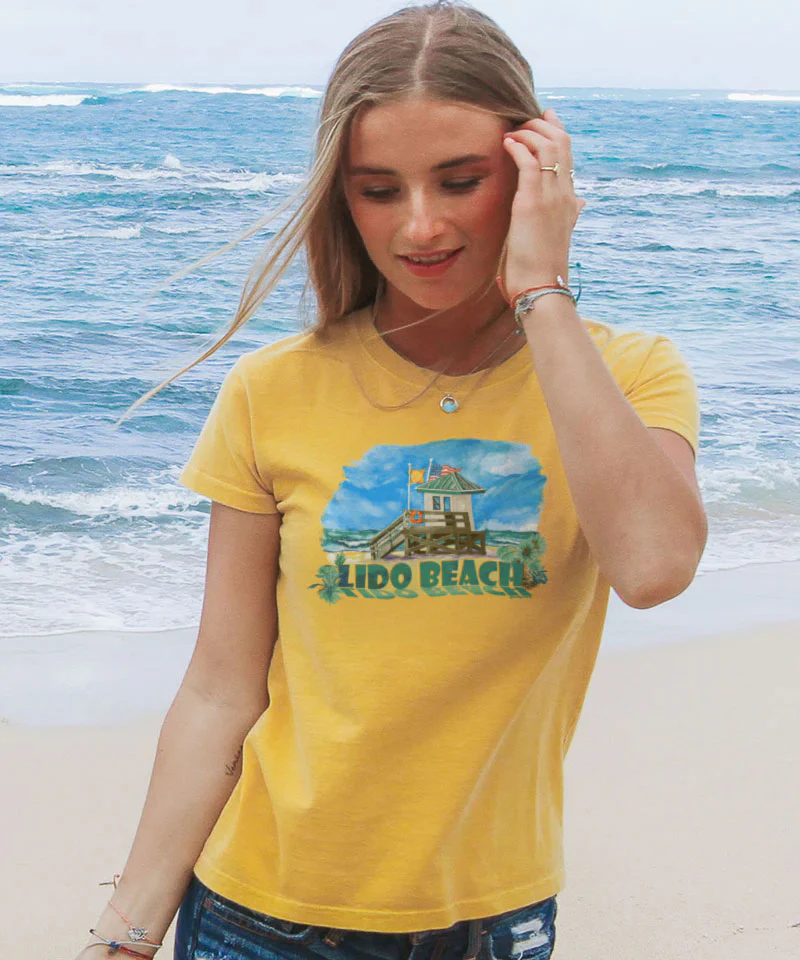 Lido Beach Tower - Pineapple Dyed Short Sleeve Crewneck T-Shirt - Image 2