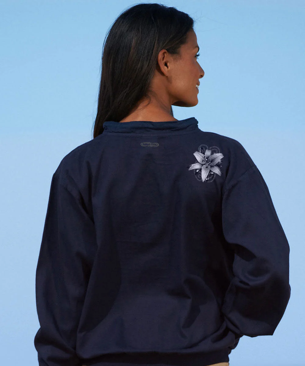 Lilies - Navy Long Sleeve Lightweight Pullover - Image 3