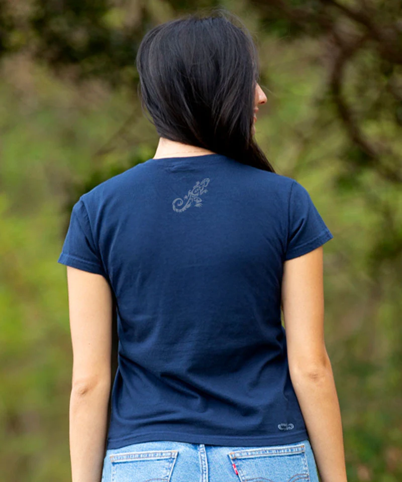 Lizard Paradise - Navy Short Sleeve Crewneck T-Shirt - Image 3