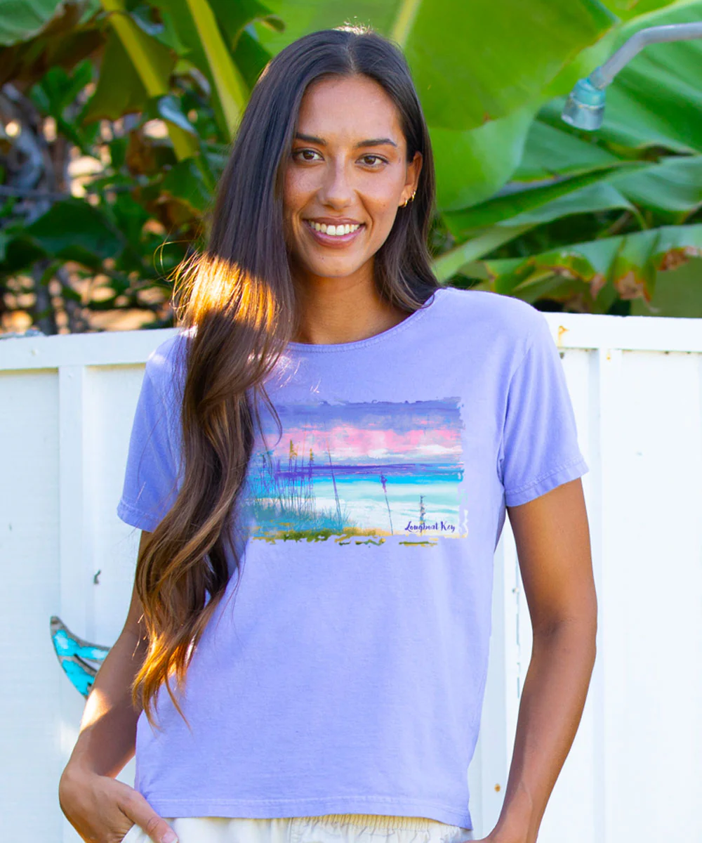 Longboat Key Dream - Lavender Dyed Short Sleeve Scoop Neck T-Shirt - Image 2