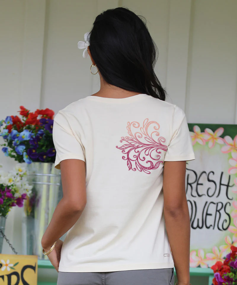 Love Nature - Sand Short Sleeve Pima V-Neck T-Shirt - Image 3