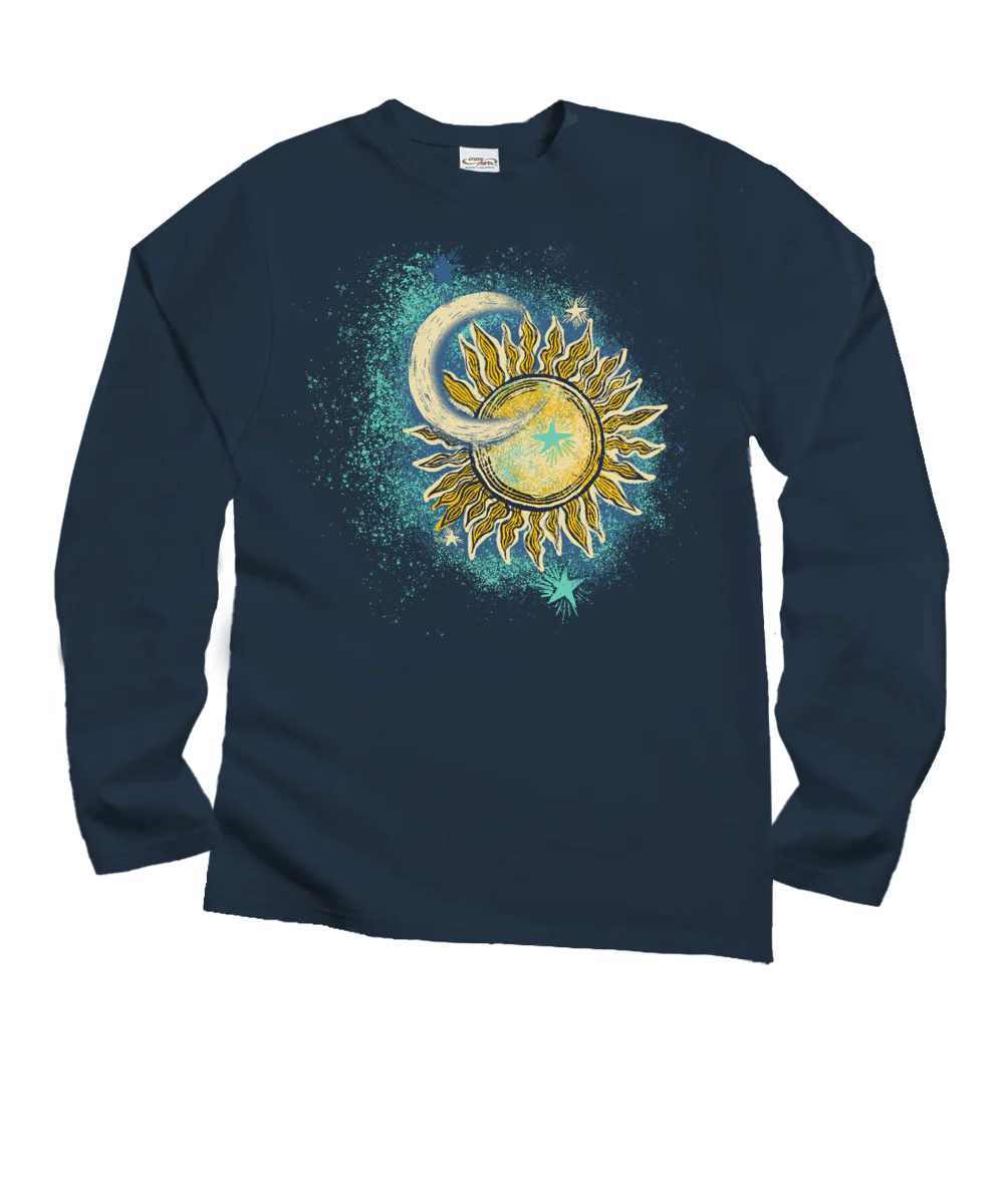 Luna Sol - Navy Long Sleeve Crewneck T-Shirt