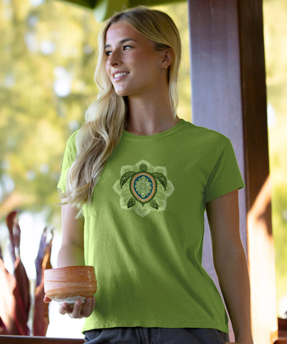 Mandala Honu - Matcha Short Sleeve Crewneck T-Shirt - Image 2