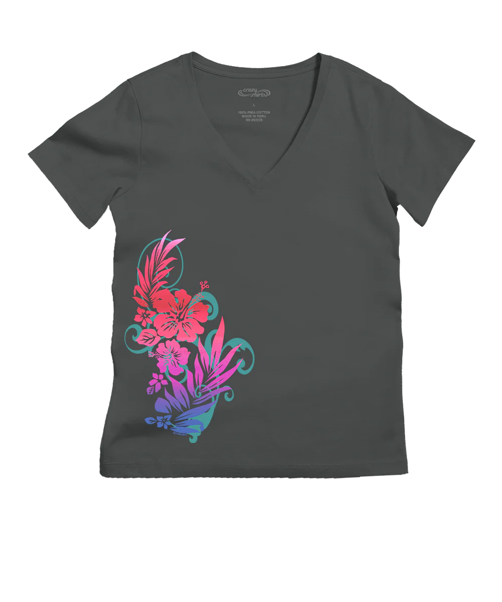 Monae - Graphite Short Sleeve Pima V-Neck T-Shirt