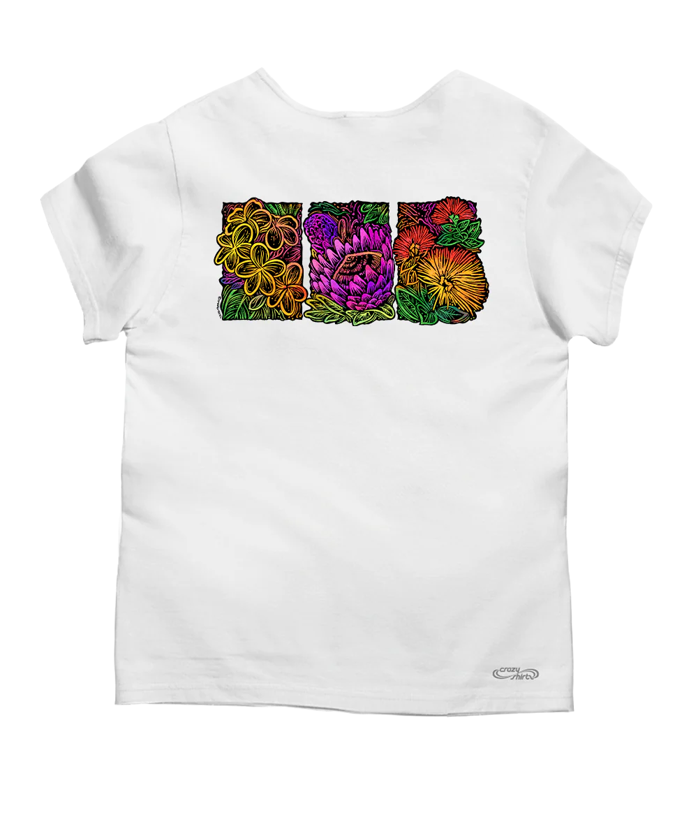 Na Pua Hawaii - White Short Sleeve Scoop Neck T-Shirt - Image 4