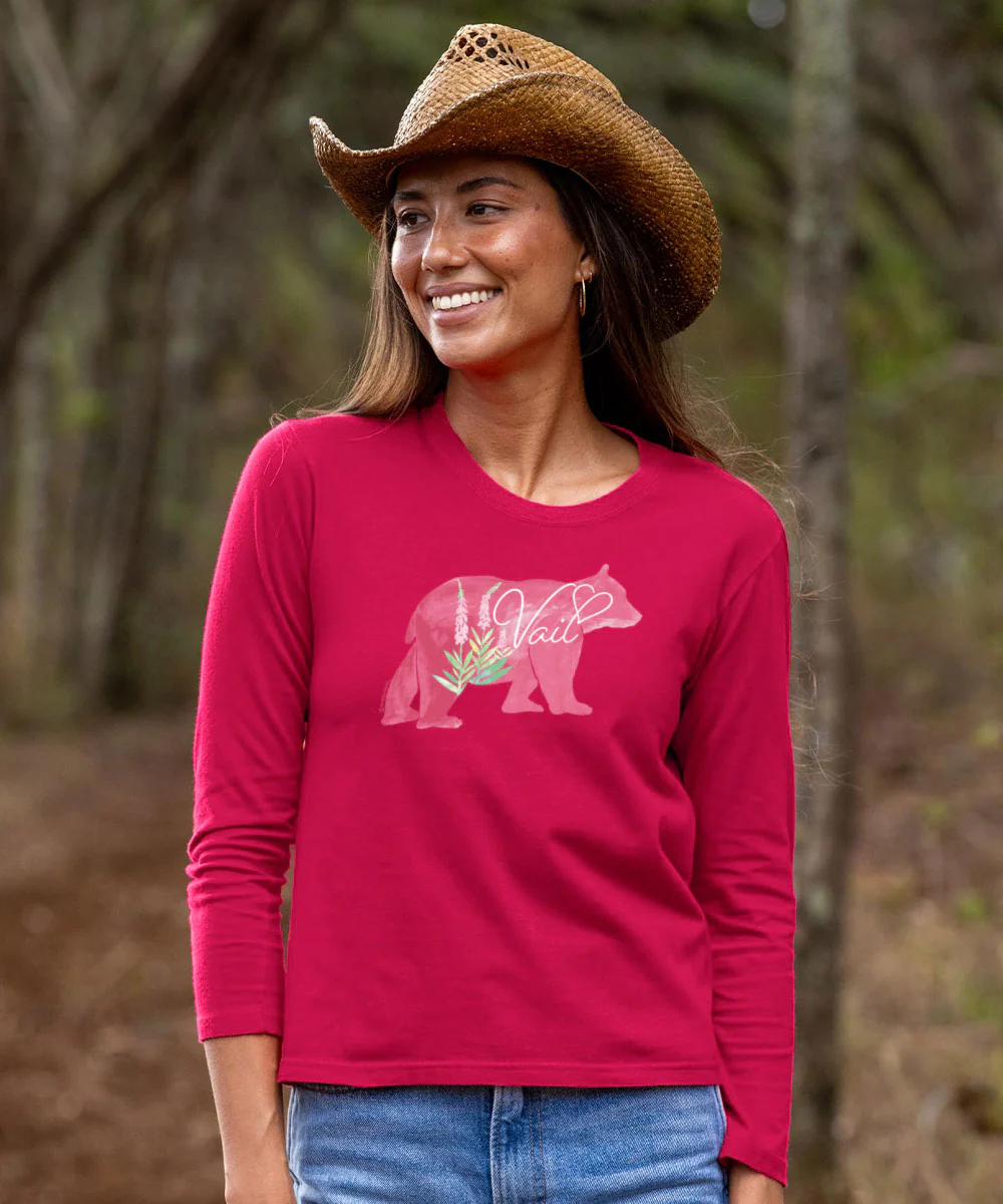 Natures Bear - Raspberry Dyed Long Sleeve Crewneck T-Shirt - Image 2