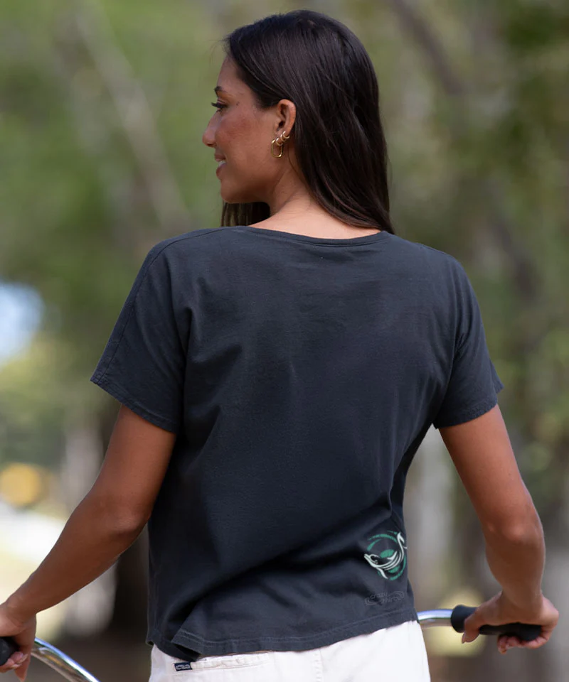 Ocean Fun - Charcoal Short Sleeve Dolman V-Neck Tee - Image 3