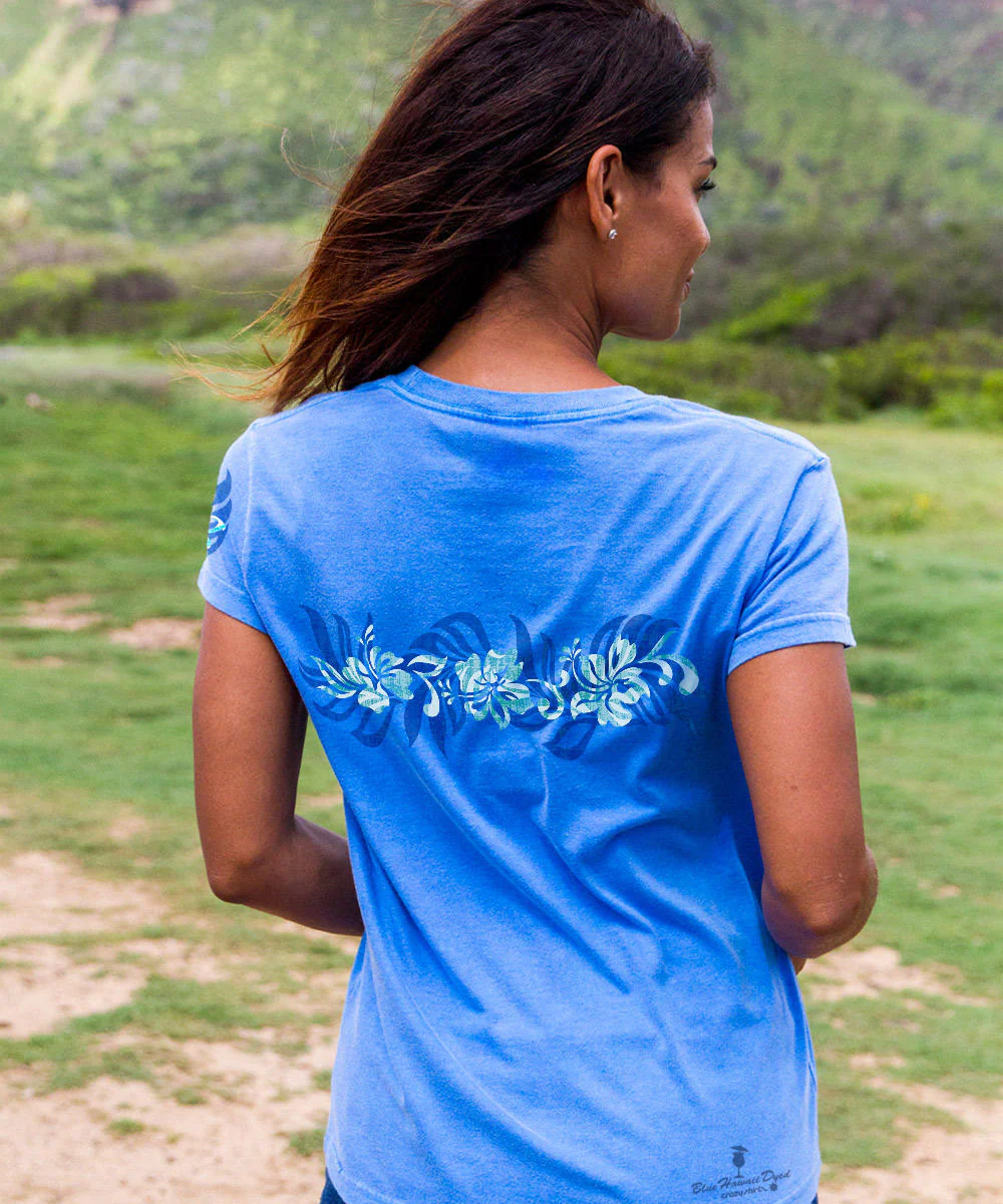 Oceania Stripe - Blue Hawaii Dyed Short Sleeve Crewneck T-Shirt - Image 3