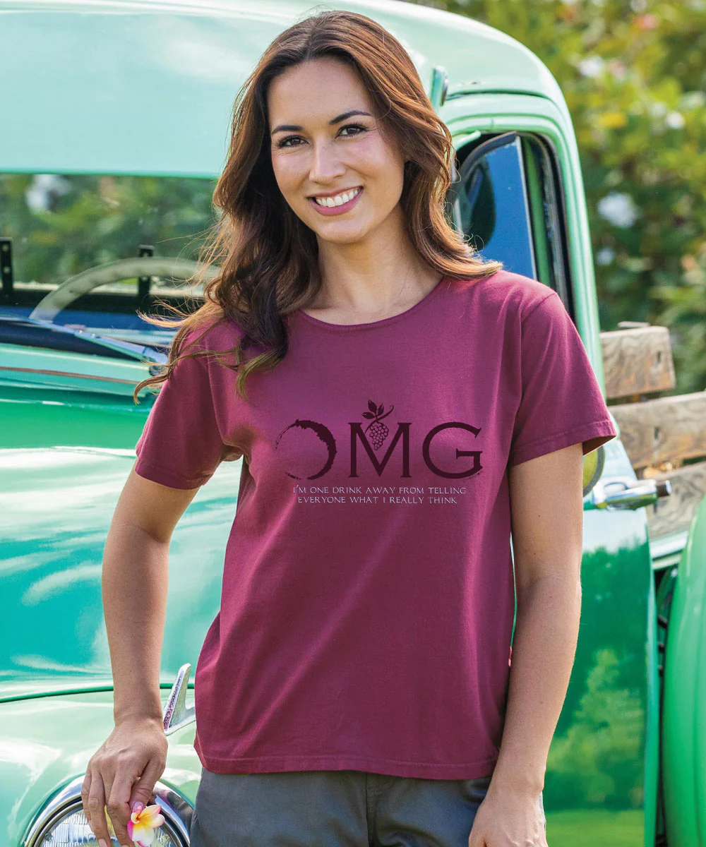 OMG Wine - Wine Dyed Short Sleeve Scoop Neck T-Shirt - Image 2