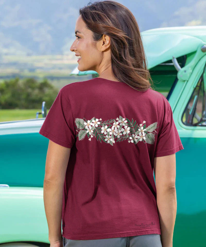 Orange Blossom Band - Paradise Red Dyed Short Sleeve Scoop Neck T-Shirt - Image 3