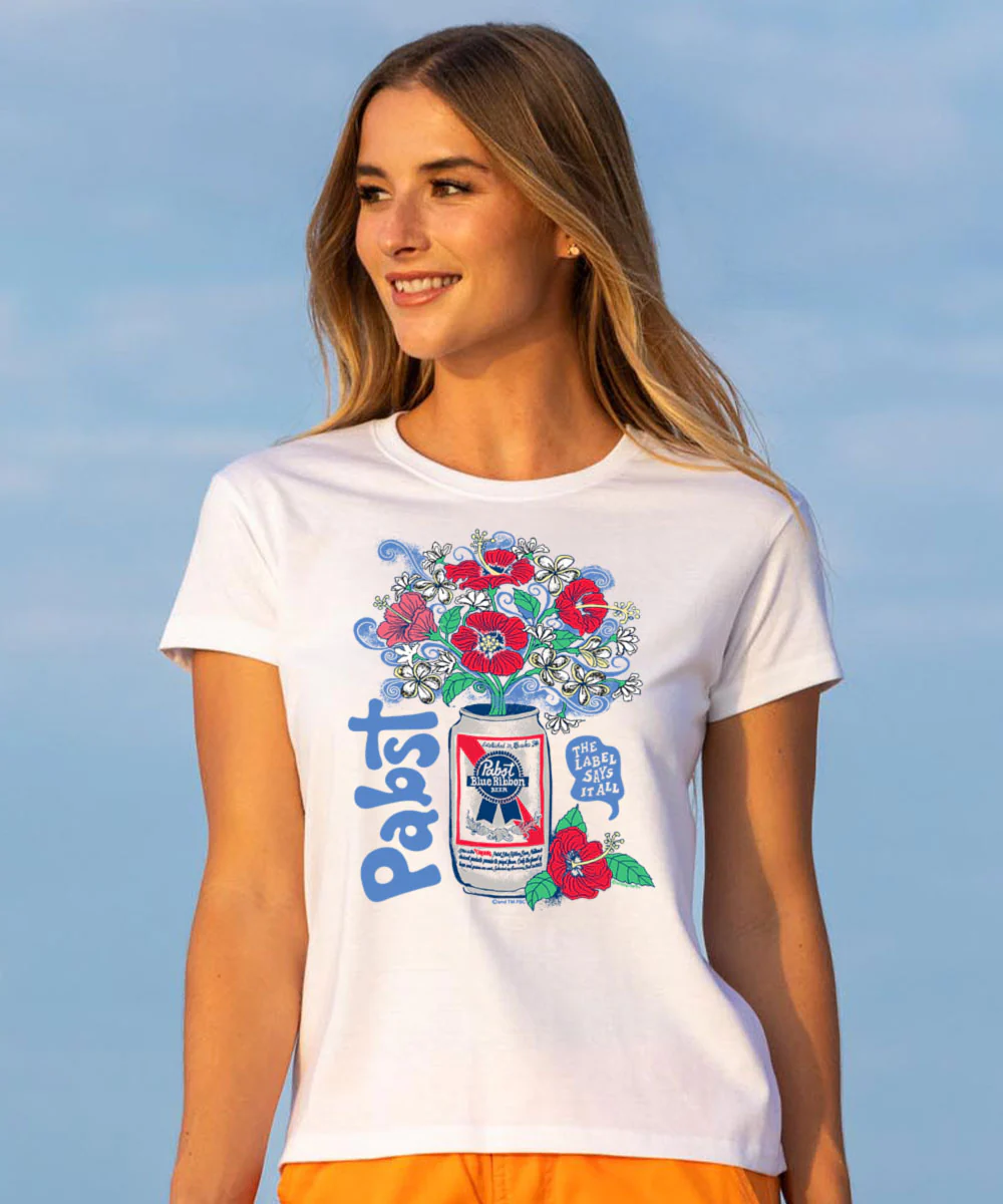 Pabst Aloha Blue Ribbon - White Short Sleeve Crewneck T-Shirt - Image 2