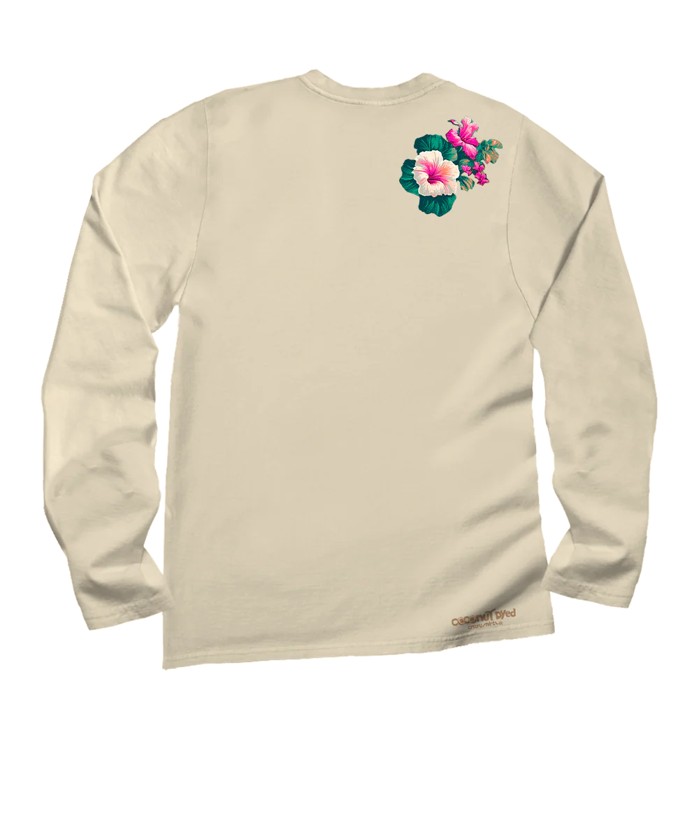 Pacific In Bloom - Coconut Dyed Long Sleeve Crewneck T-Shirt - Image 4