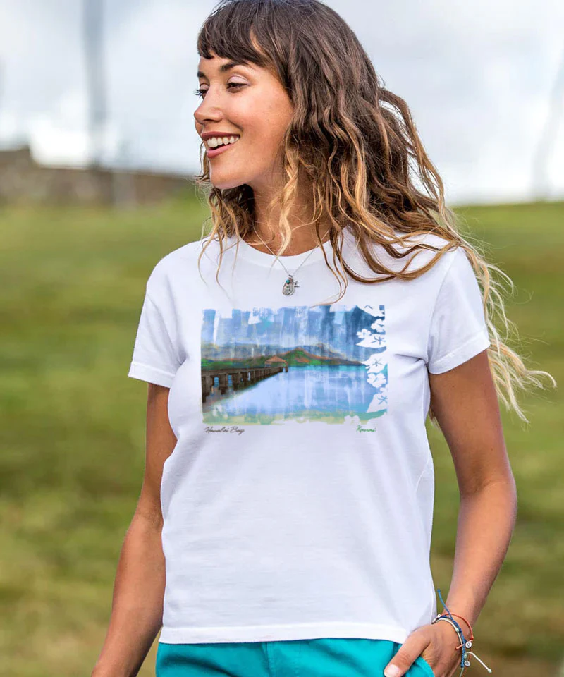 Painted Hanalei - White Short Sleeve Crewneck T-Shirt - Image 2