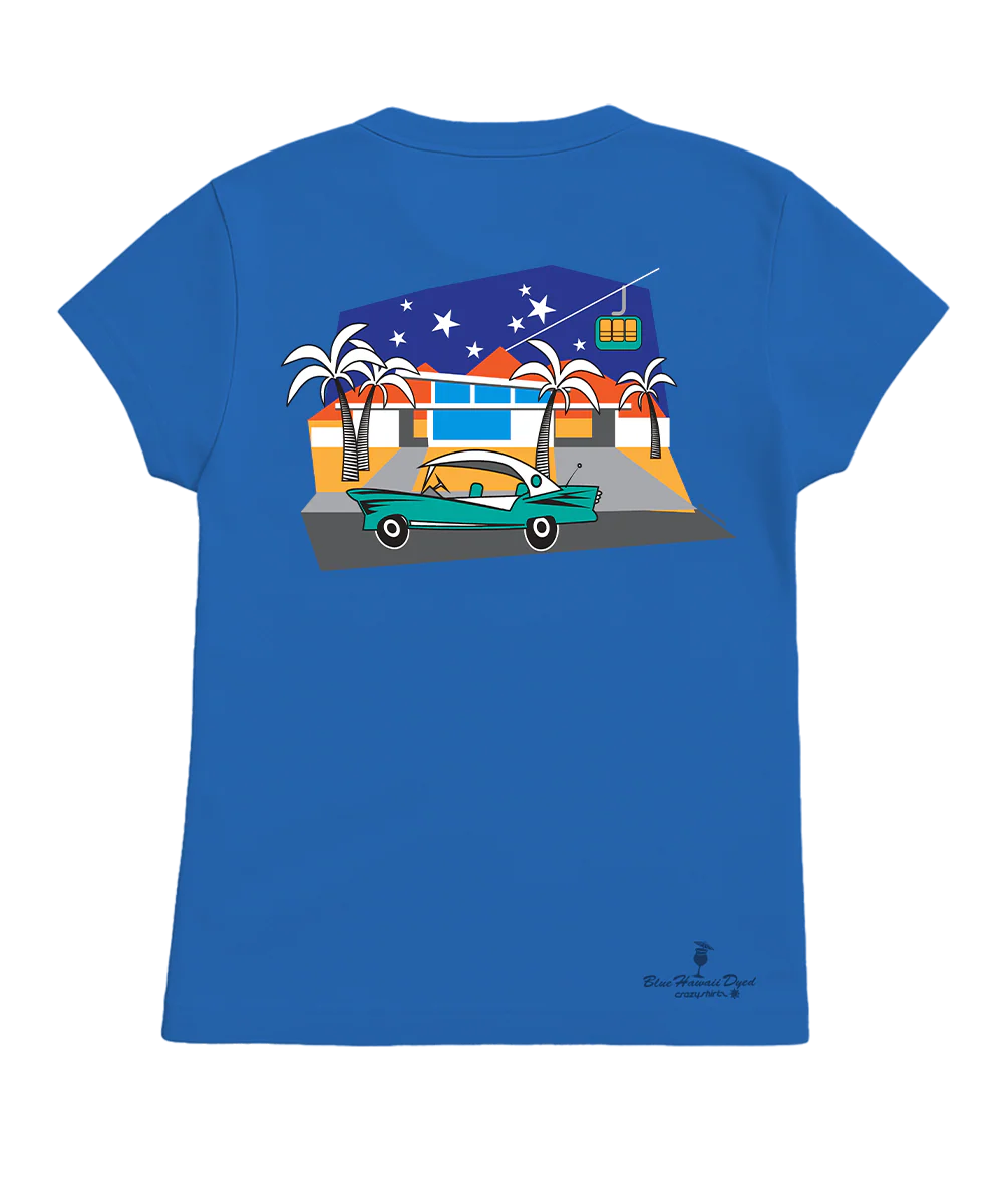 Palm Springs Style - Blue Hawaii Dyed Short Sleeve Crewneck T-Shirt