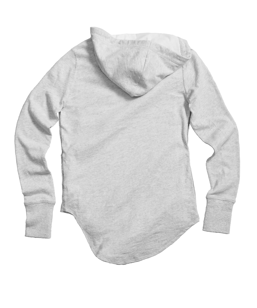 Paradise In Pink - White Gray Heather Long Sleeve Harmony Hooded T - Image 4