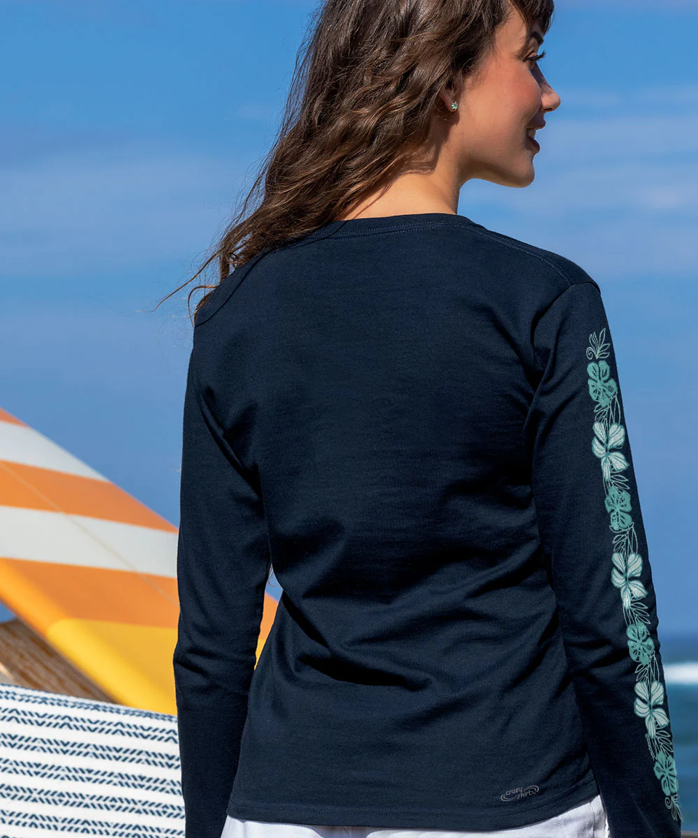 Pua Lani Band - Navy Long Sleeve Crewneck T-Shirt - Image 3