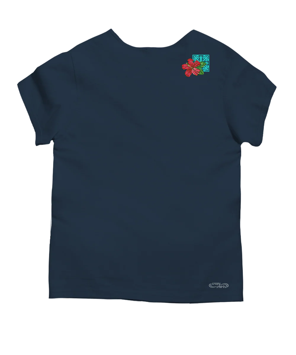 Pua Nani Montage - Navy Short Sleeve Scoop Neck T-Shirt - Image 4