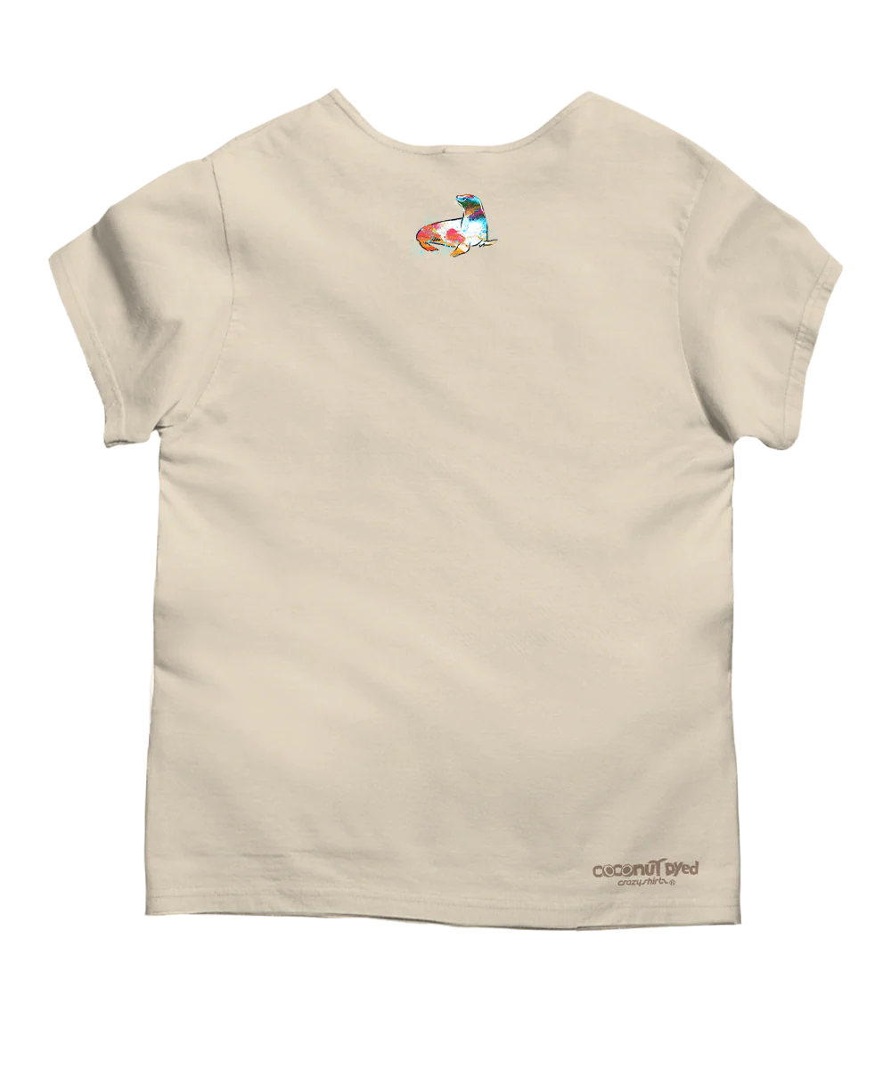 Rainbow Seal - Coconut Dyed Short Sleeve Scoop Neck T-Shirt - Image 4
