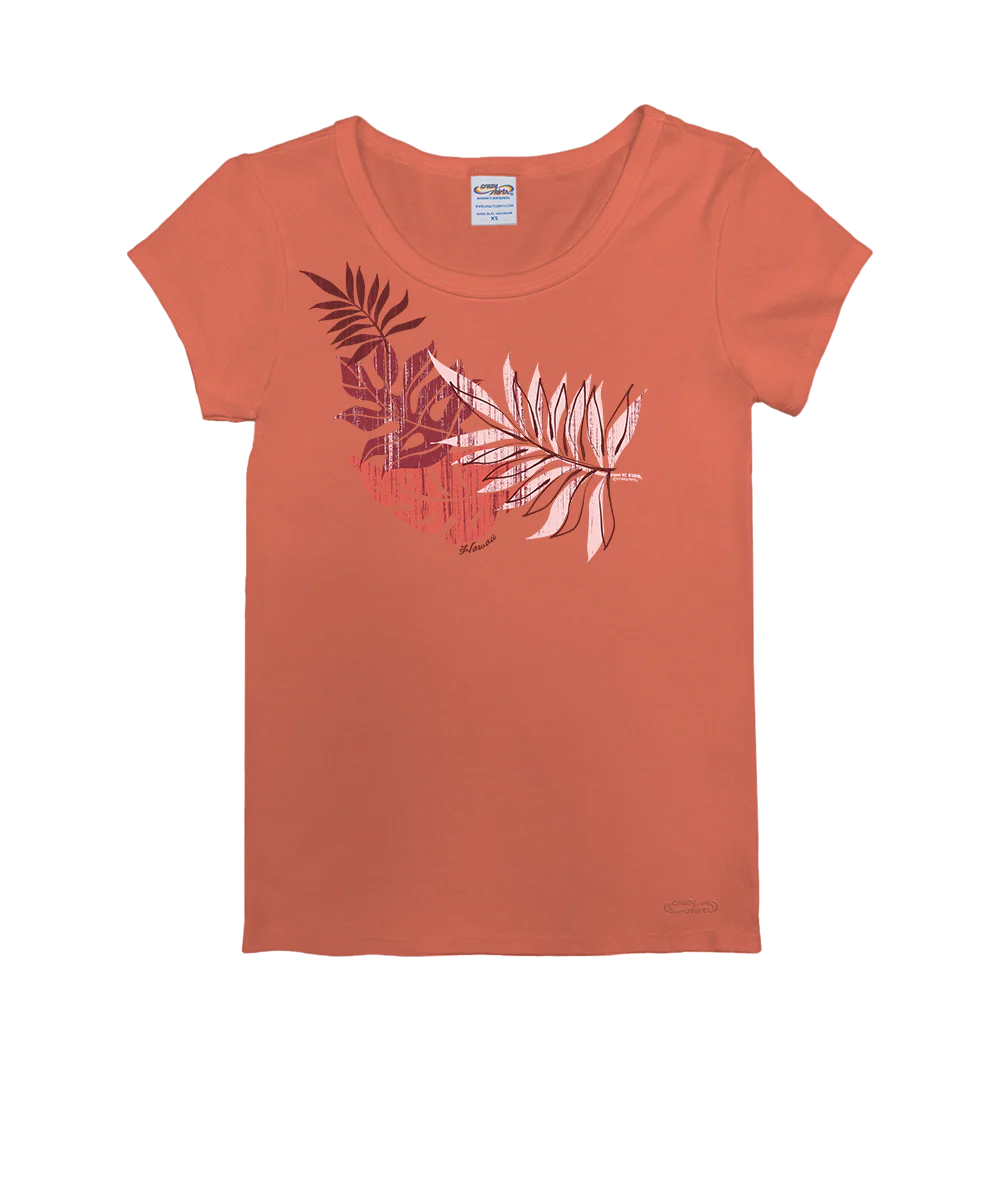 Rainforest Vine - Coral Short Sleeve Rib Knit T-Shirt