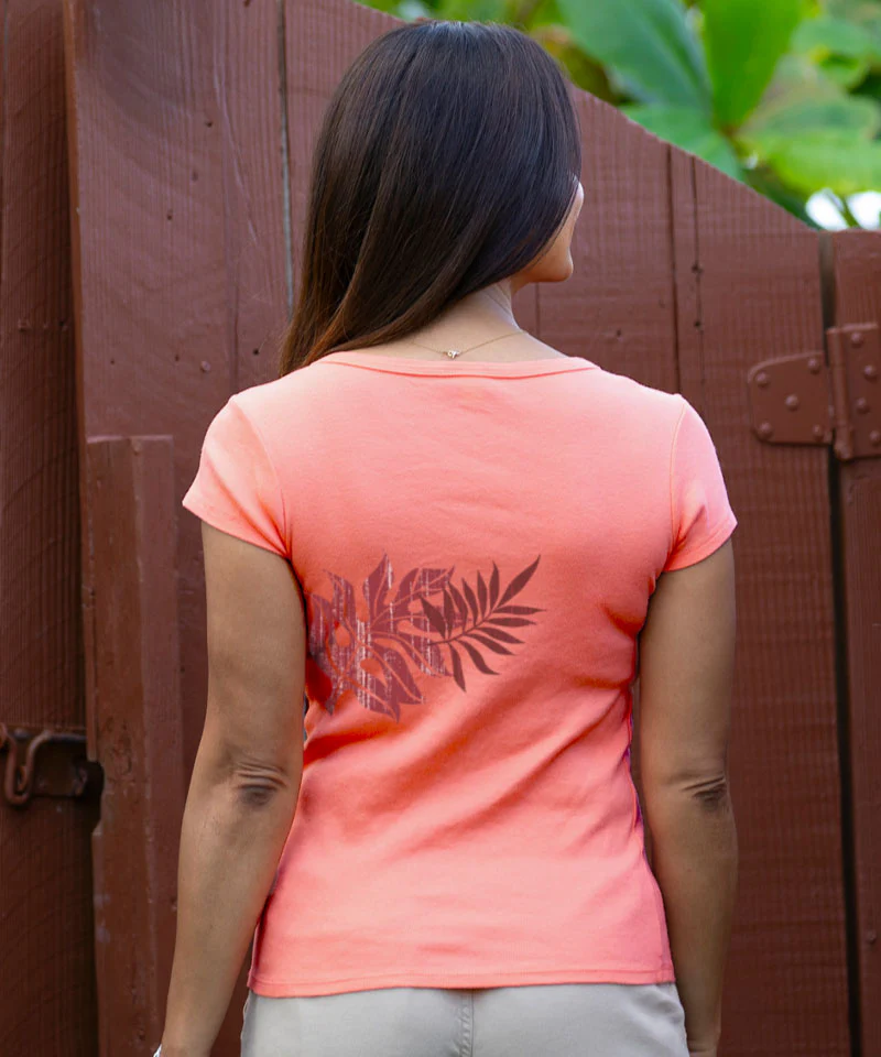 Rainforest Vine - Coral Short Sleeve Rib Knit T-Shirt - Image 3