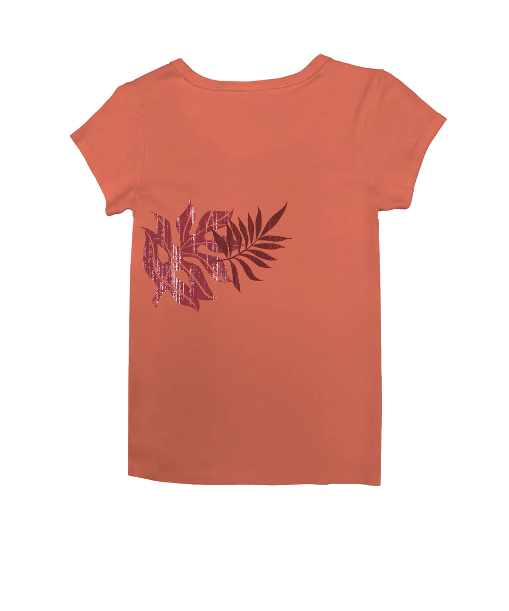 Rainforest Vine - Coral Short Sleeve Rib Knit T-Shirt - Image 4