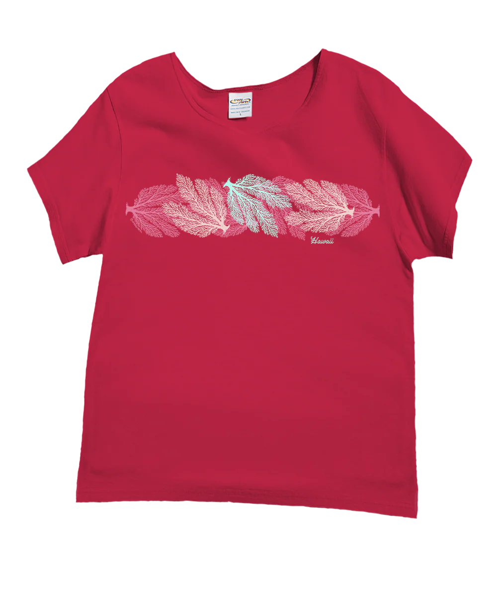 Reef Bloom - Raspberry Dyed Short Sleeve Scoop Neck T-Shirt