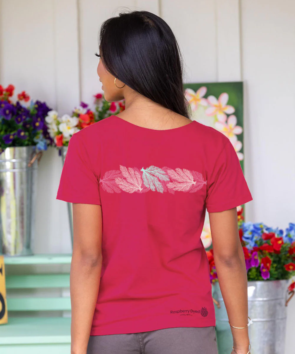 Reef Bloom - Raspberry Dyed Short Sleeve Scoop Neck T-Shirt - Image 3