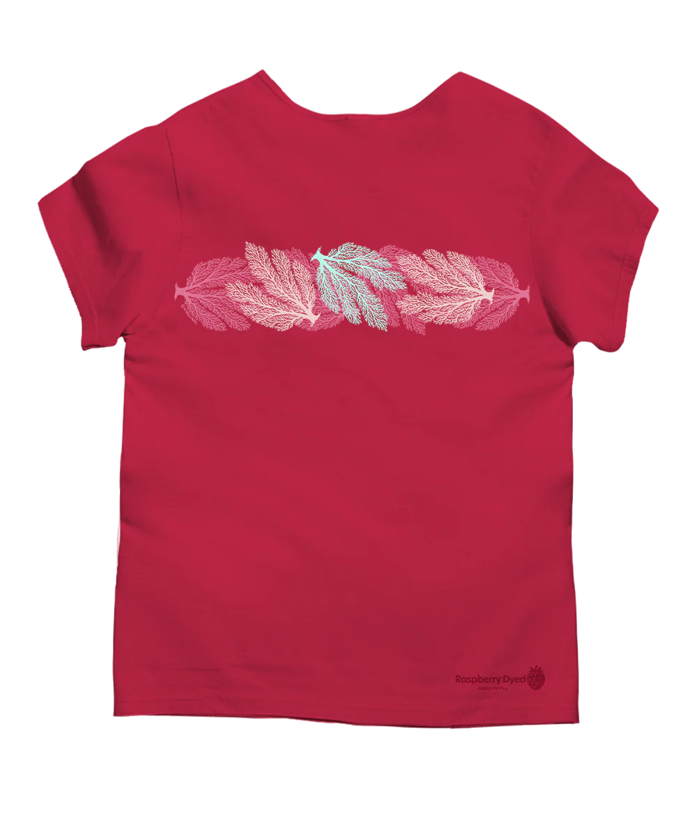 Reef Bloom - Raspberry Dyed Short Sleeve Scoop Neck T-Shirt - Image 4