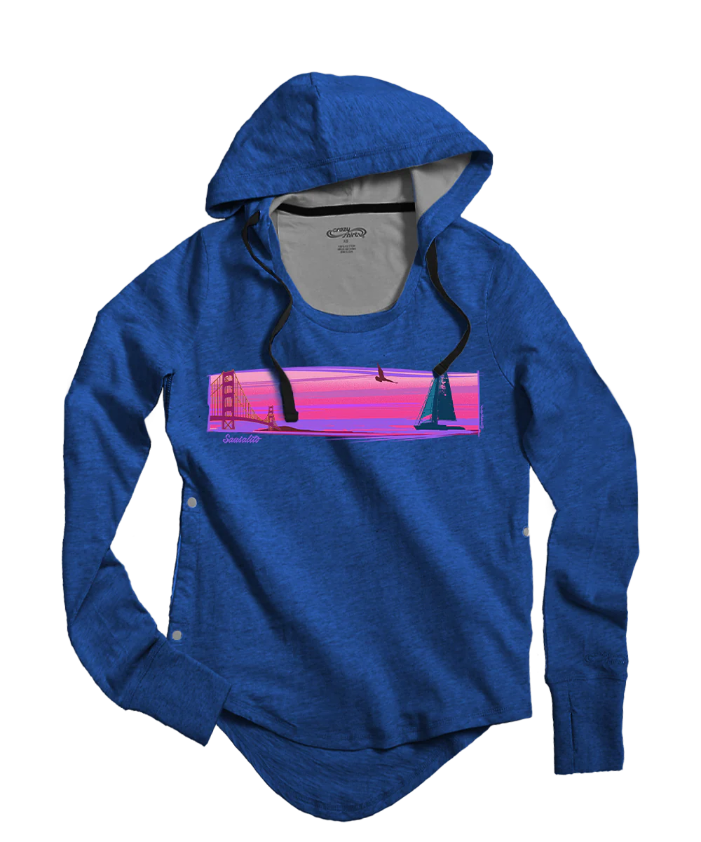 Sailing The Bay - Midnight Long Sleeve Harmony Hooded T