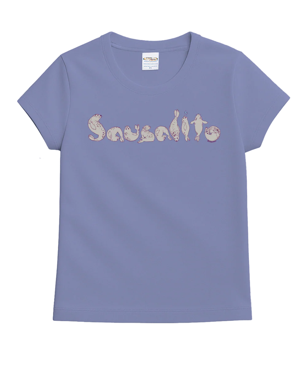 Sausalito Seals Sketch - Lavender Dyed Short Sleeve Crewneck T-Shirt