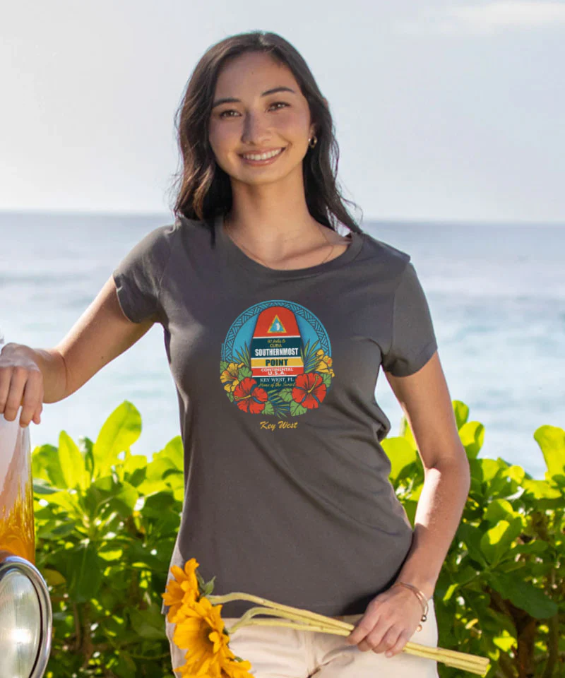 Southernmost Bouy - Graphite Short Sleeve Pima T-Shirt - Image 2