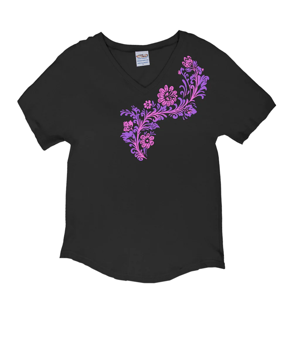 Spring In Swing - Charcoal Short Sleeve Dolman V-Neck Tee