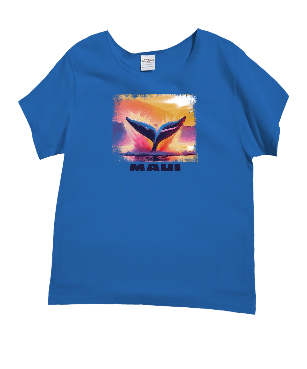 Sun Splash Tail - Blue Hawaii Dyed Short Sleeve Scoop Neck T-Shirt