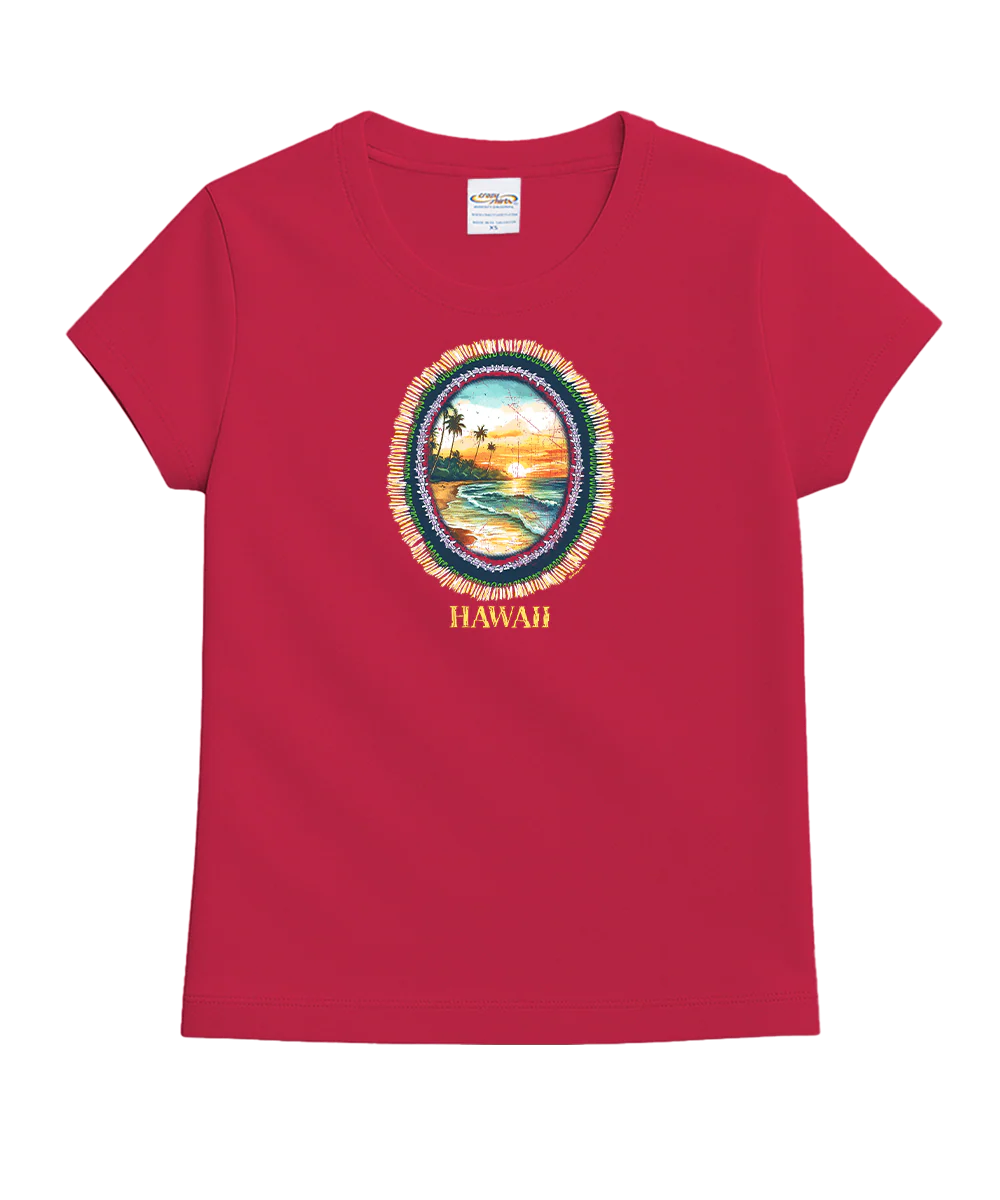 Sunset Lei - Raspberry Dyed Short Sleeve Crewneck T-Shirt