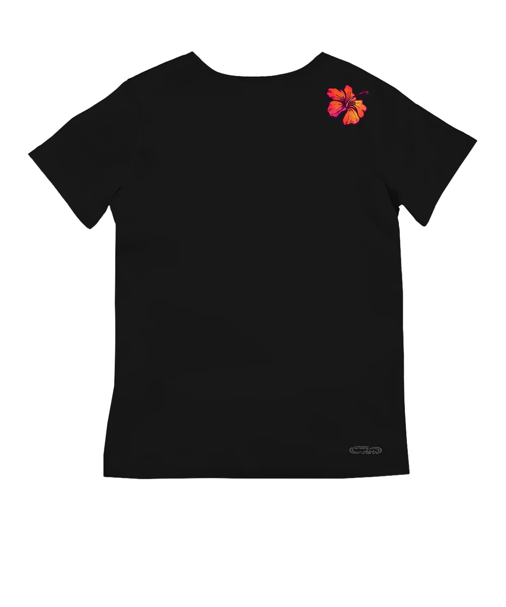 Sunset Stripe Vert - Jet Black Short Sleeve Pima V-Neck T-Shirt - Image 4