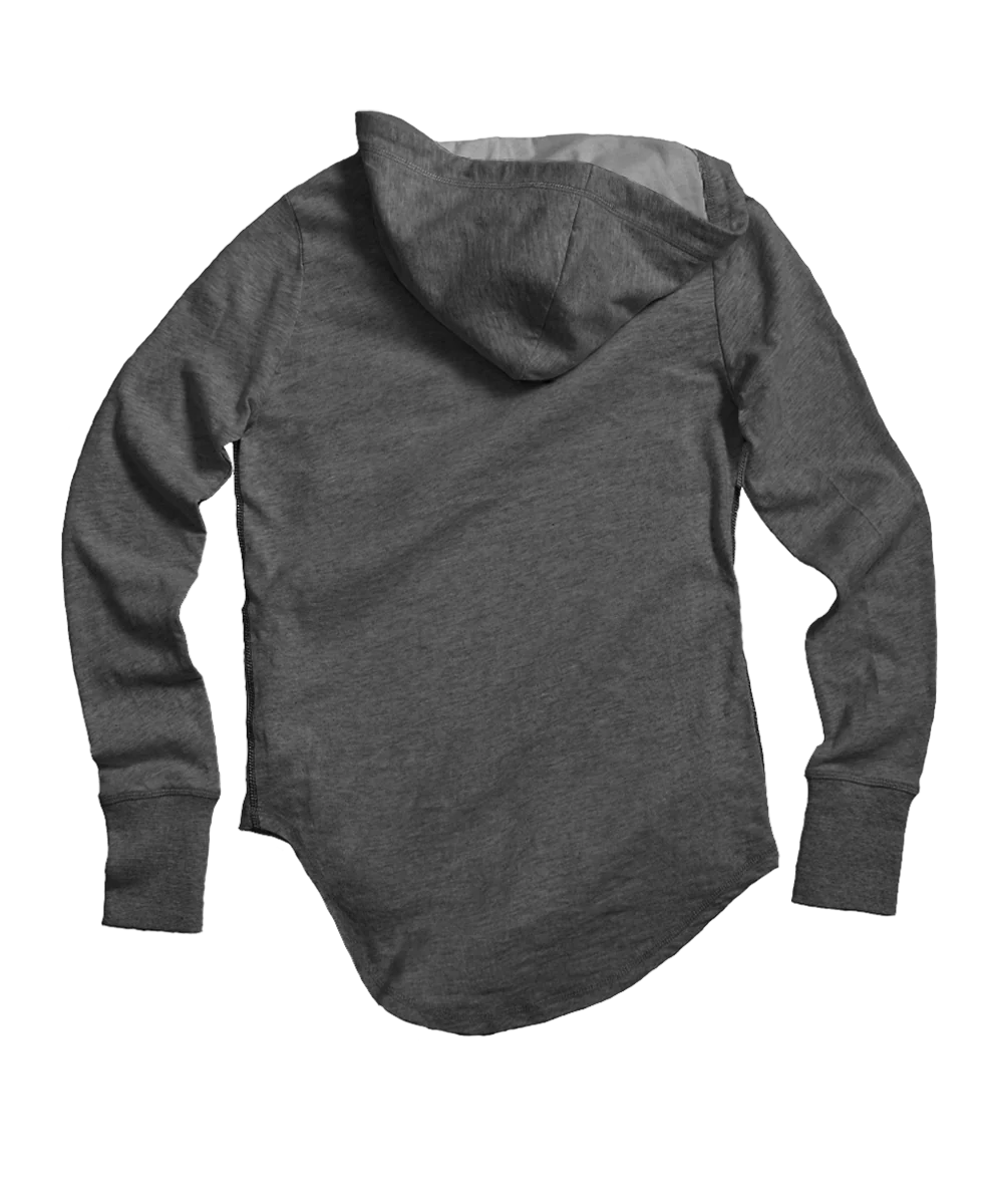 Sunsets And Sailboats - Gray Heather Long Sleeve Harmony Hooded T - Image 4