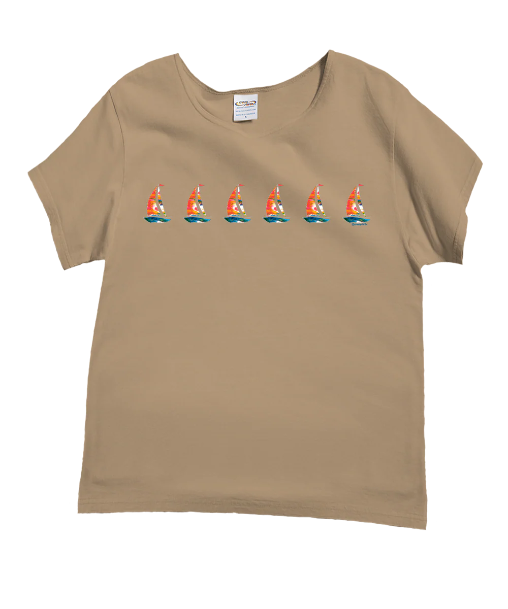 Tiny Rainbow Sails - Kona Coffee Dyed Short Sleeve Scoop Neck T-Shirt
